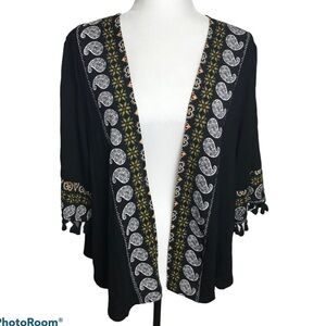 𝅺anthropologie W5 Black Boho Kimono Sz M